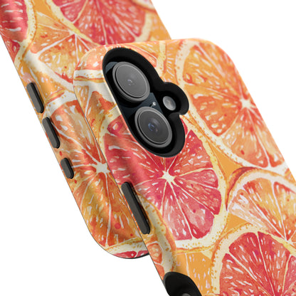 Watercolor Citrus Splash Tough MagSafe iPhone Case – Vibrant Fruit Print, Shock-Resistant Design