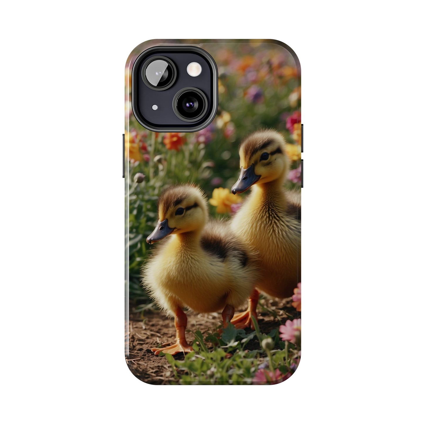 Charming Ducklings in Floral Garden - iPhone Case