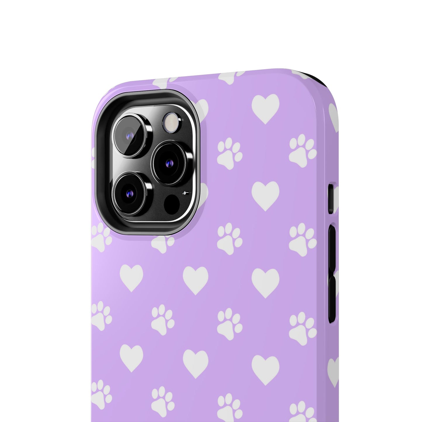 Lilac Paw Prints & Hearts – iPhone Case