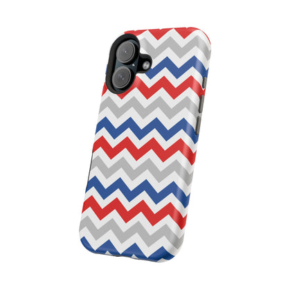 Patriotic Red, White & Blue Chevron – MagSafe Compatible iPhone Case