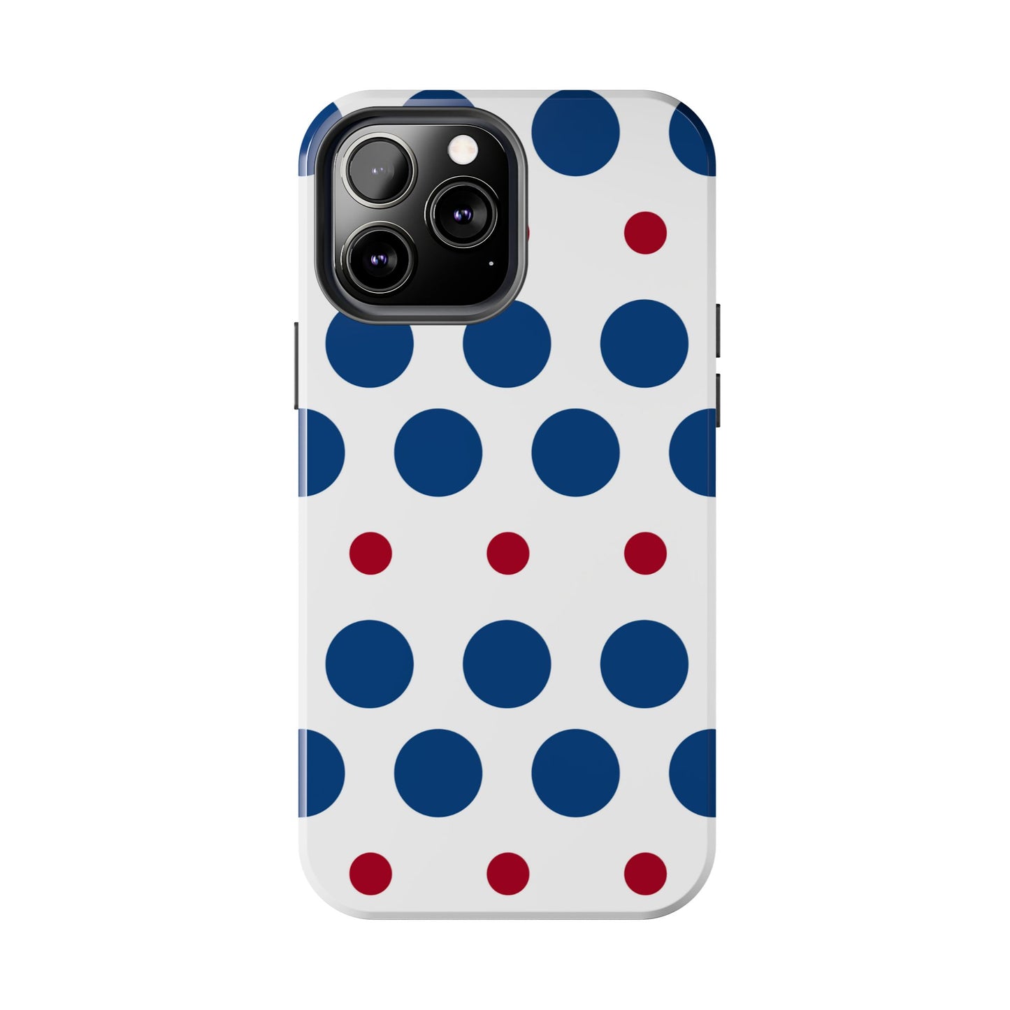 Bold Navy & Red Polka Dot Pattern – iPhone Case