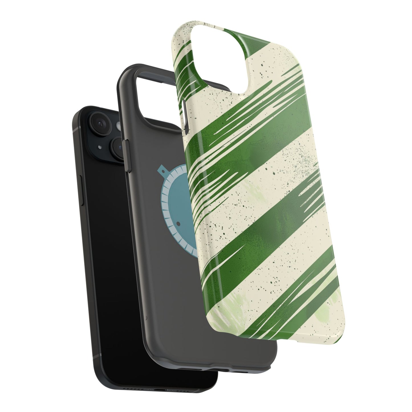 Green Stripes MagSafe iPhone Case – Bold Diagonal Brushstroke Design