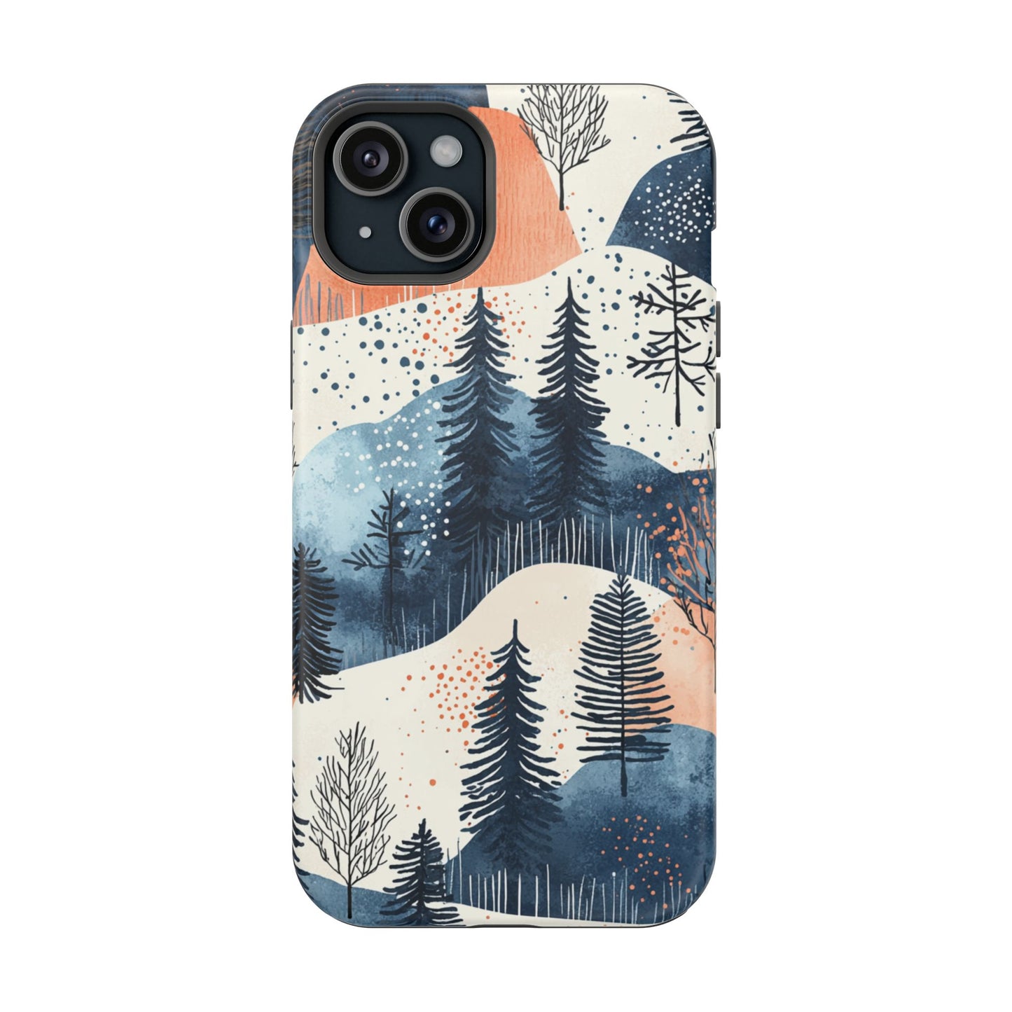 Winter Forest MagSafe iPhone Case | Watercolor Trees & Mountains