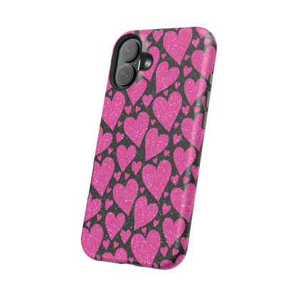 Glitter Hearts MagSafe iPhone Case