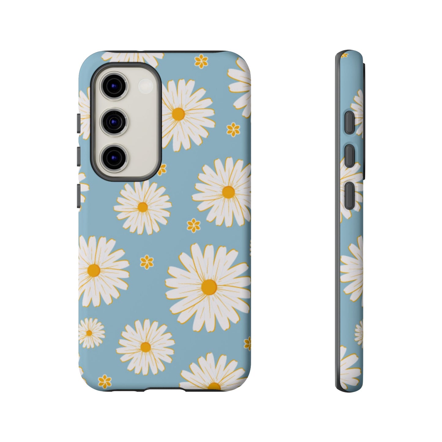 Bright Daisy Samsung Galaxy Case – Light Blue Background, Shockproof and Slim Design