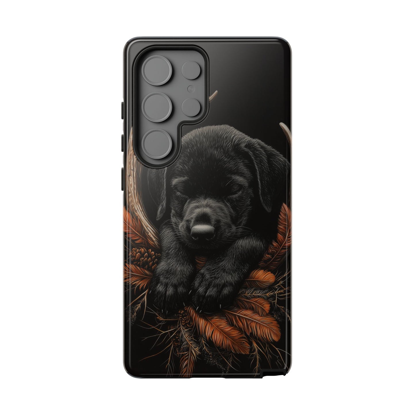 Charming Black Labrador Puppy on Feathers Samsung Galaxy Case