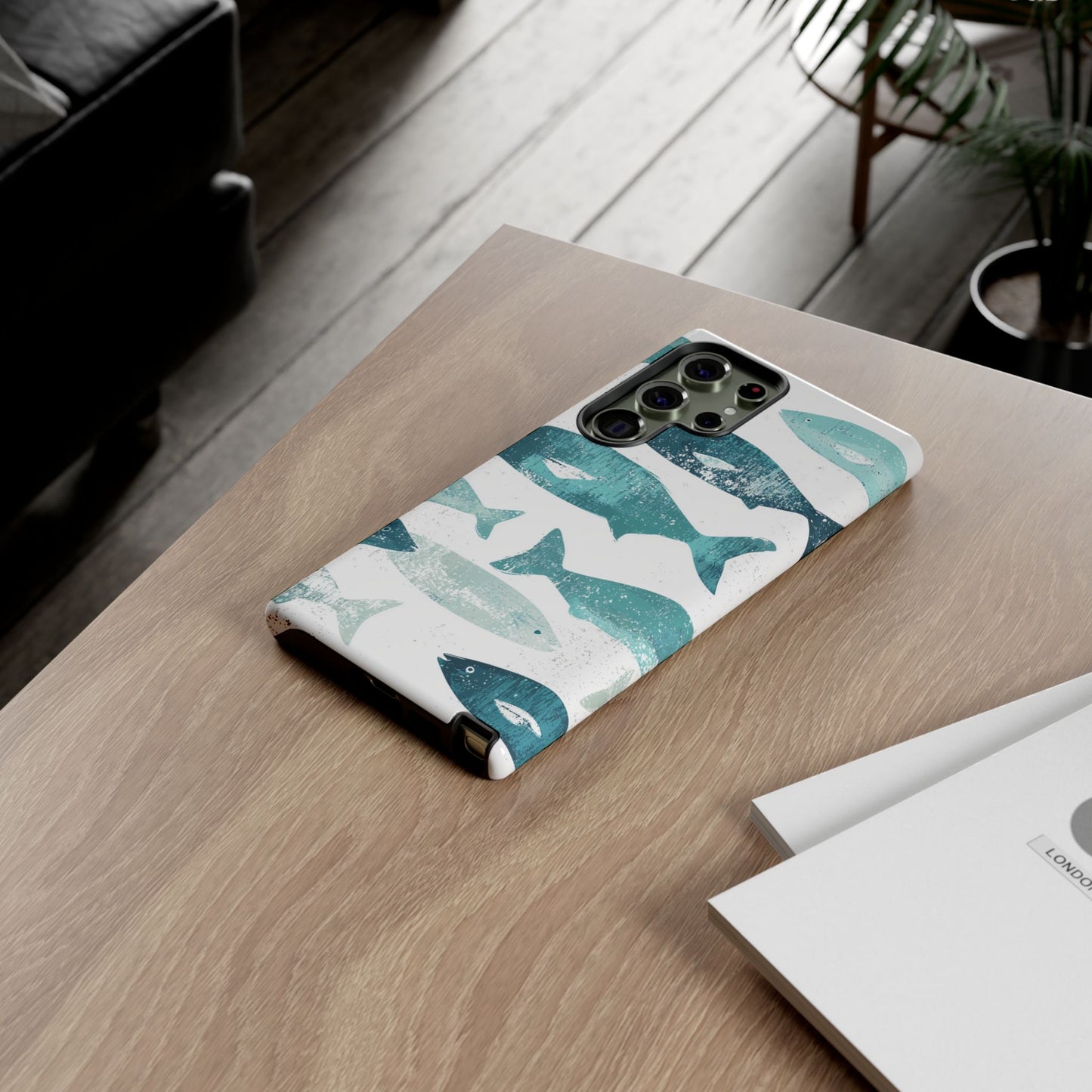 Vintage Blue Fish Print - Samsung Galaxy Series Case