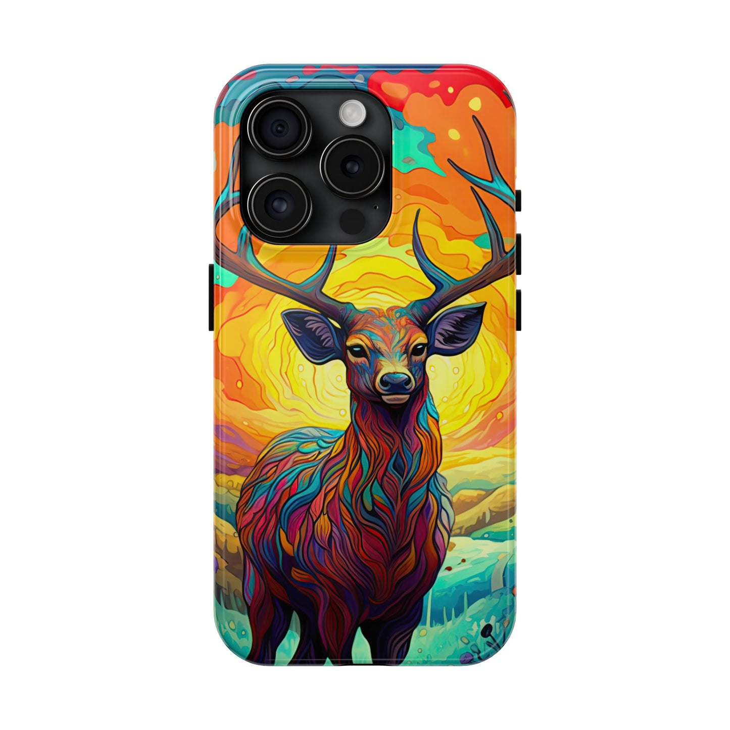 Vibrant Stag in Bloom – iPhone Case