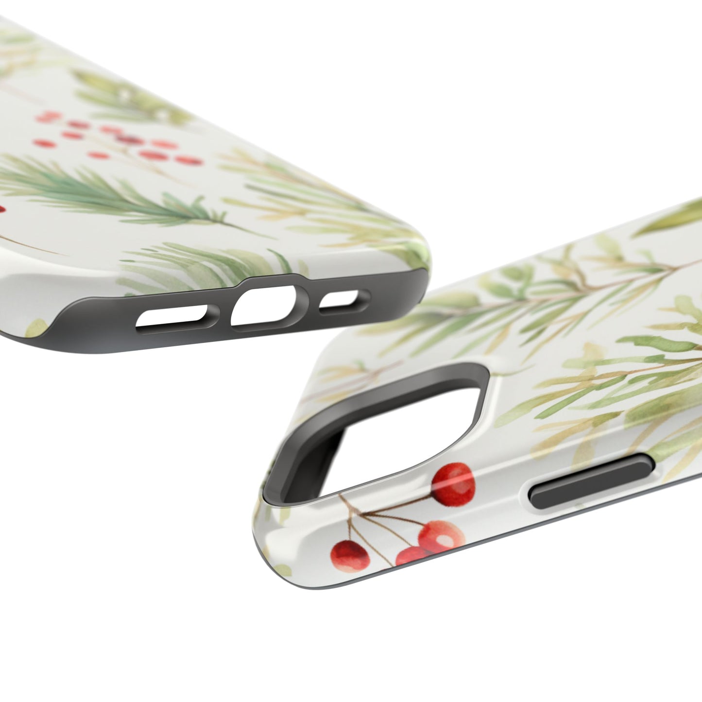 Winter Greenery & Berry Watercolor – MagSafe iPhone Series Case