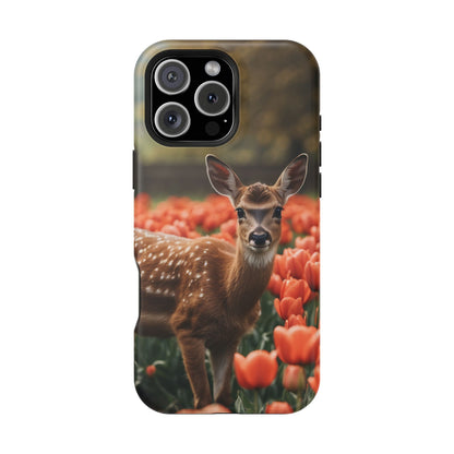 Fawn Among Tulips MagSafe iPhone Case