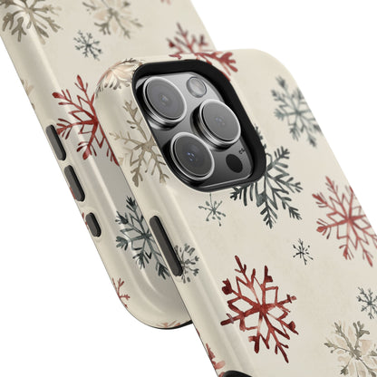 Vintage Red and Gray Snowflake Pattern – MagSafe iPhone Series Case