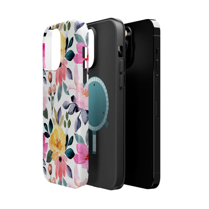 Blossoming Beauty – MagSafe Case with Pastel Floral Watercolor Design