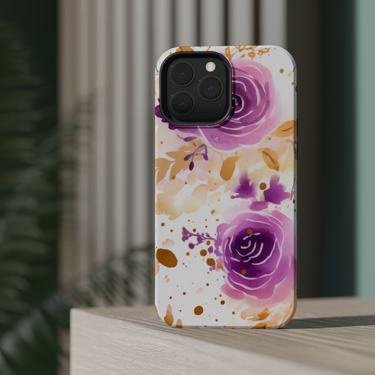 Soft Purple & Gold Floral Splash - MagSafe iPhone Series Case