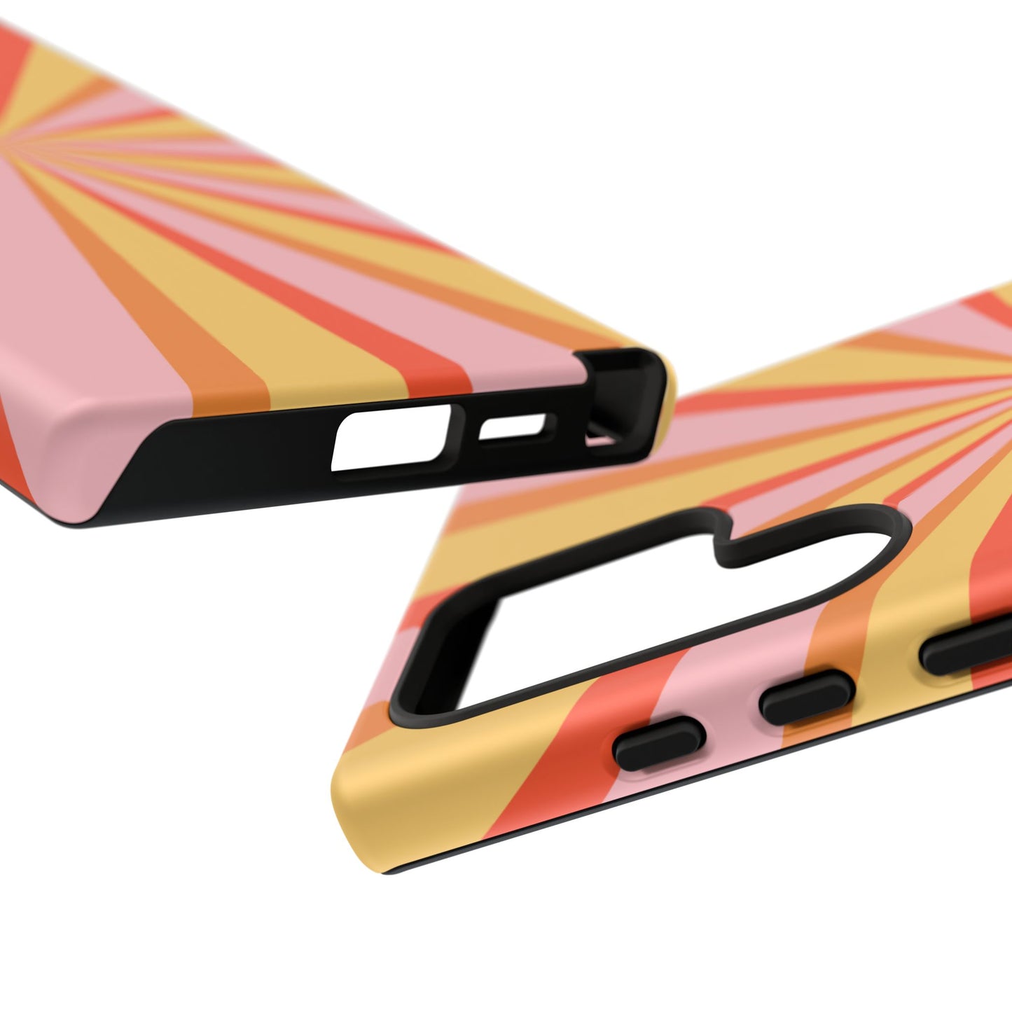 Bold Retro Sunburst Samsung Galaxy Case – Vibrant 70s-Inspired Rays in Orange, Pink, and Yellow