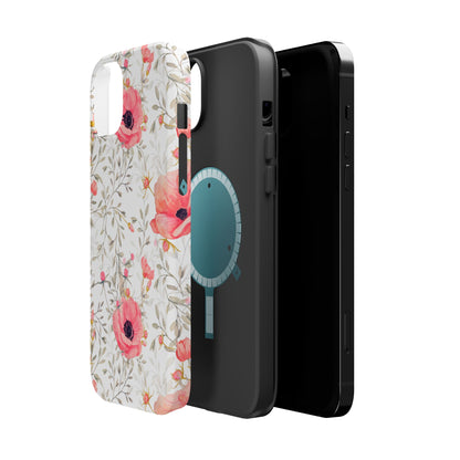 Pink Floral Watercolor MagSafe iPhone Case – Elegant Blossom Design with Magnetic Compatibility