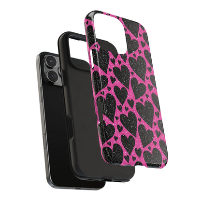 Pink Glitter Hearts iPhone Case