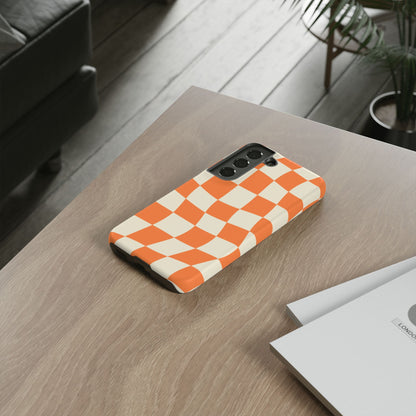 Wavy Retro Checkerboard Samsung Galaxy Case – Shockproof, Matte Finish, Dual-Layer Protection