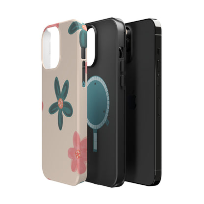 Vintage Floral Tough MagSafe iPhone Case – Soft Matte Finish with Dual-Layer Protection