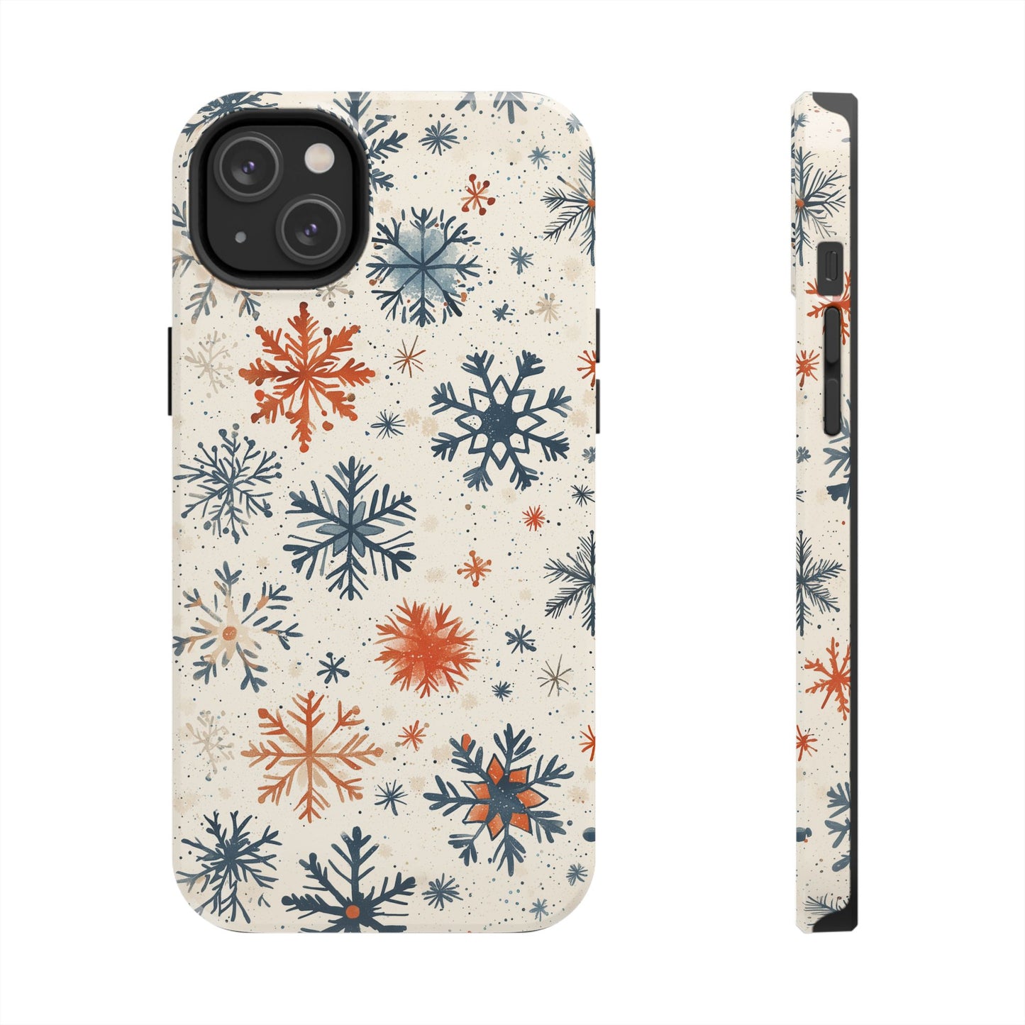 Rustic Orange and Blue Snowflake Pattern – iPhone Series Case