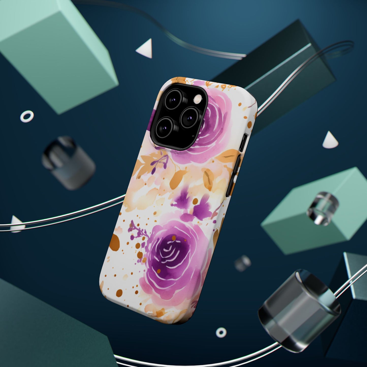 Soft Purple & Gold Floral Splash - MagSafe iPhone Series Case