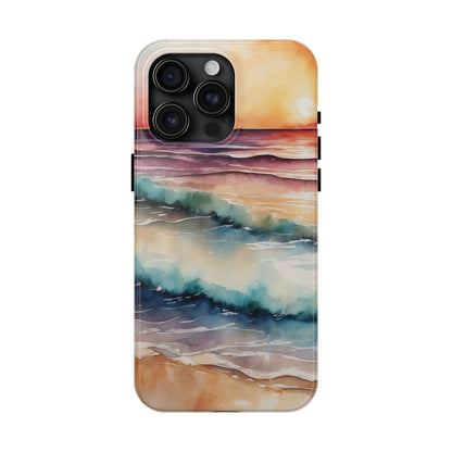 Sunset Waves iPhone Case – Vibrant Watercolor Design