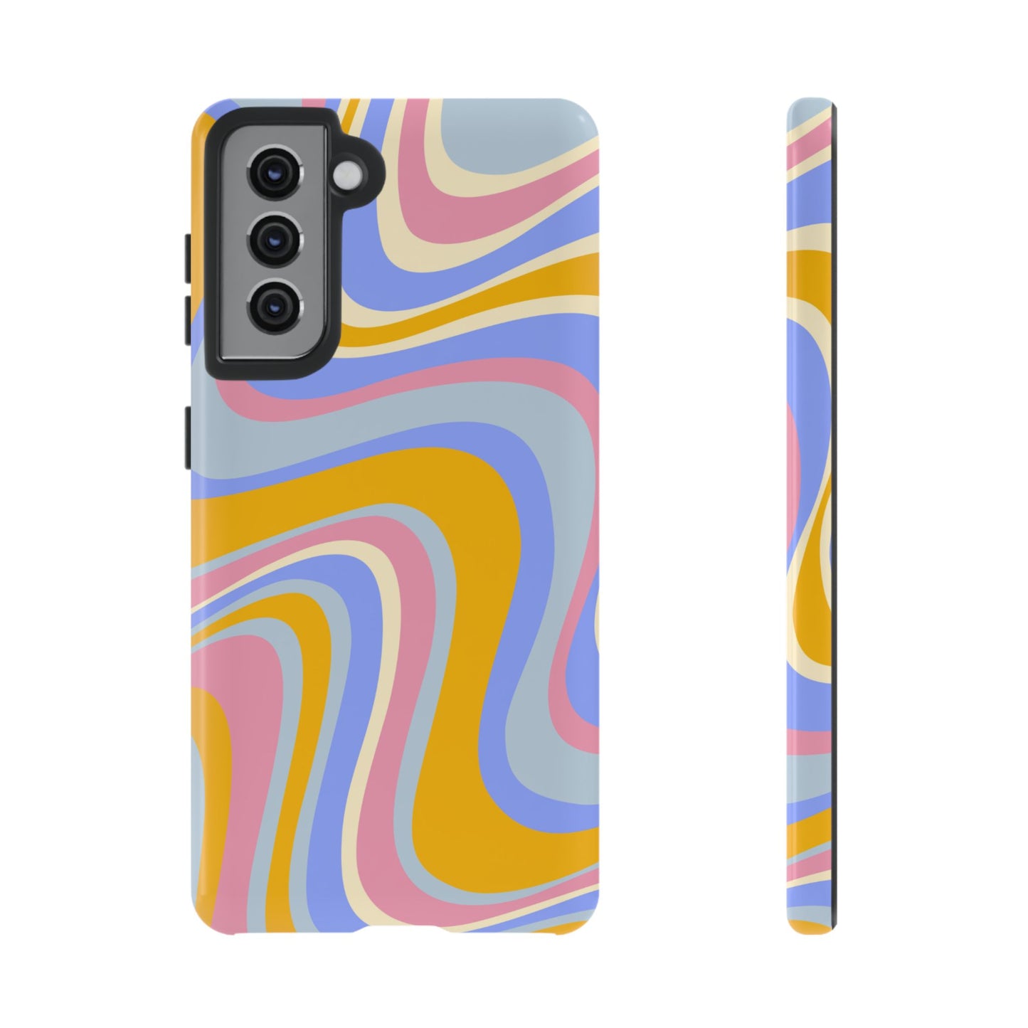 Groovy Pastel Waves Samsung Galaxy Case – 70s-Inspired Design with Dual-Layer Protection