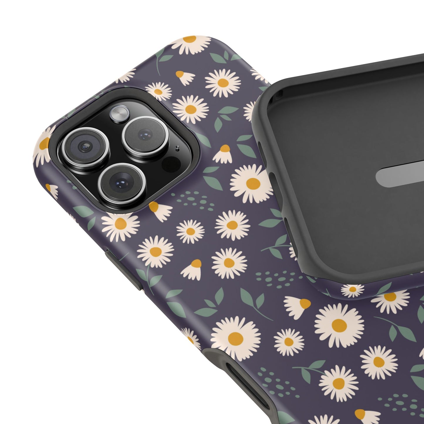 Midnight Daisy MagSafe iPhone Case – Dark Navy Floral Design, Slim and Protective