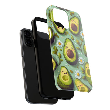 Cute Avocado iPhone Case – Adorable Kawaii Avocados with Daisies, Shock - Resistant - BOGO Cases