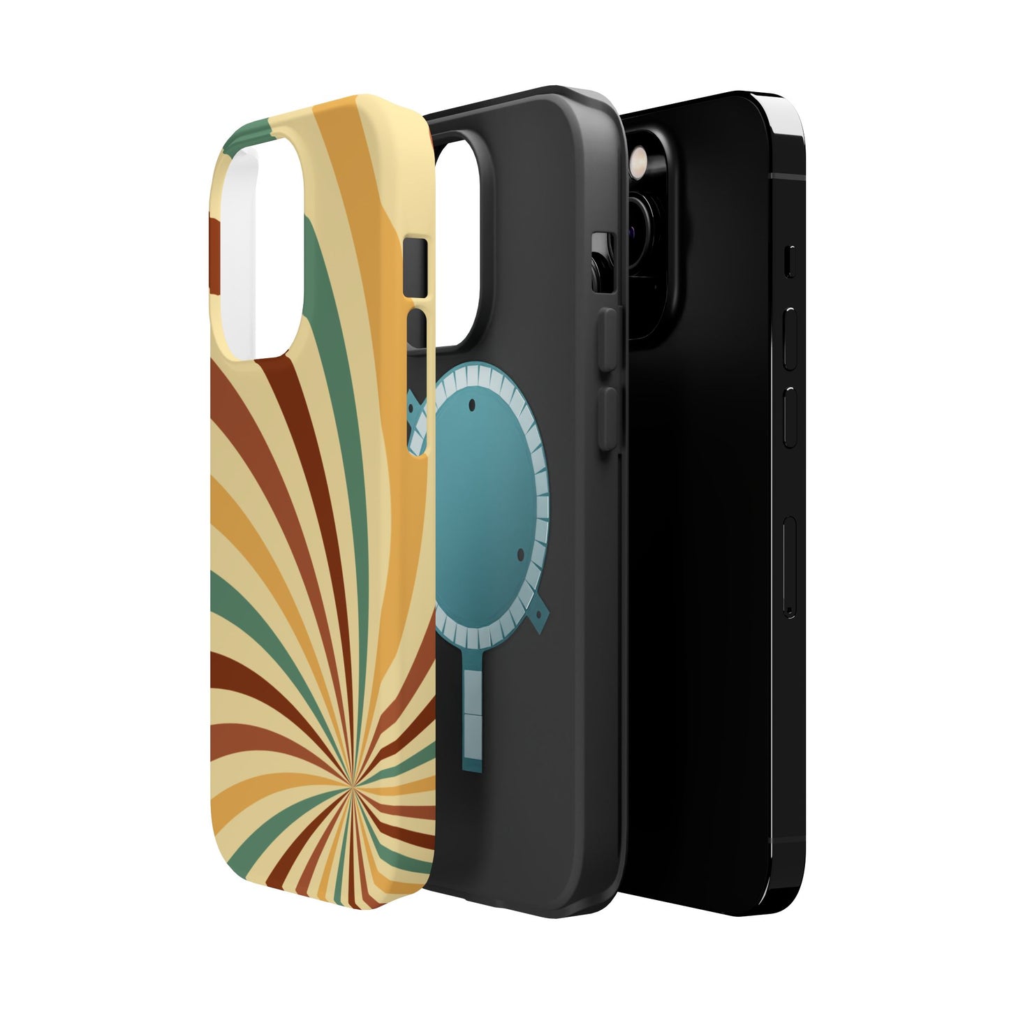 Earthy Retro Swirl MagSafe iPhone Case – Dual-Layer Protection with 70s-Inspired Earth Tones