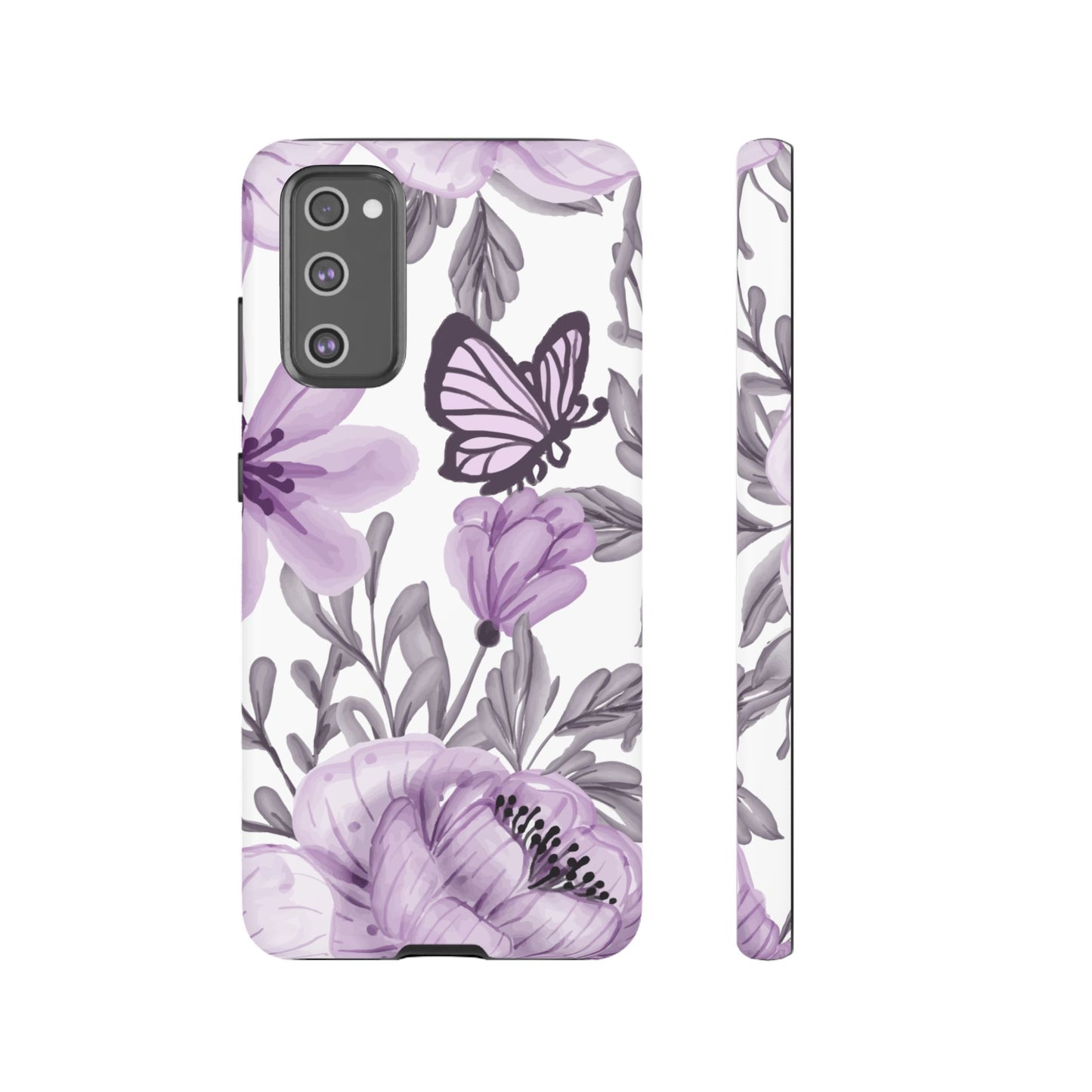 Lavender Bloom Butterfly Samsung Galaxy Case – Delicate Floral Design with Watercolor Details