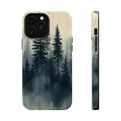 Misty Forest Wood MagSafe iPhone Case - Nature-Inspired Protective Cover