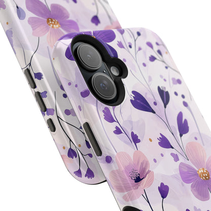 Purple Floral Bliss MagSafe iPhone Case – Delicate Blossom Design