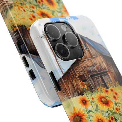 Country Road Sunflower iPhone Case: Rustic Barnyard Design, Cute Floral Case