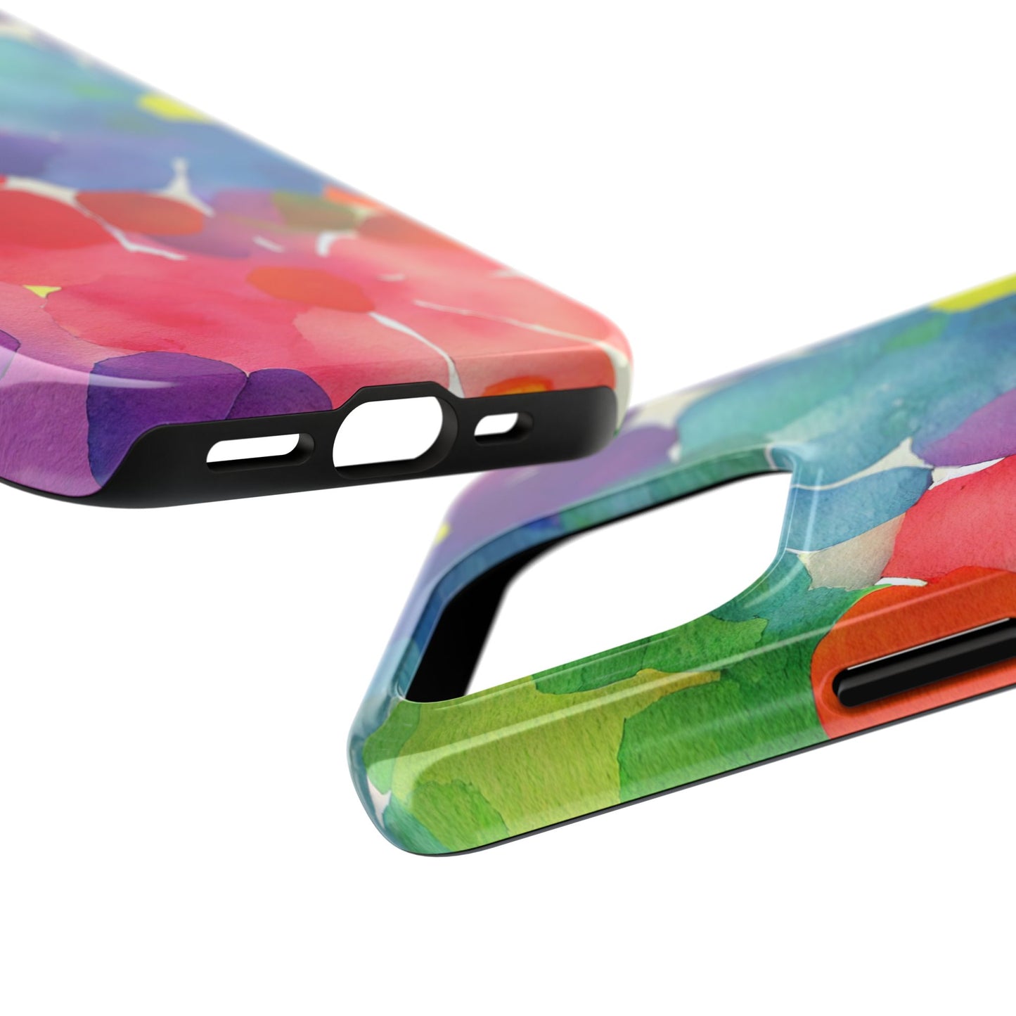 Rainbow Bloom Watercolor iPhone Case – Slim Design, Glossy Finish