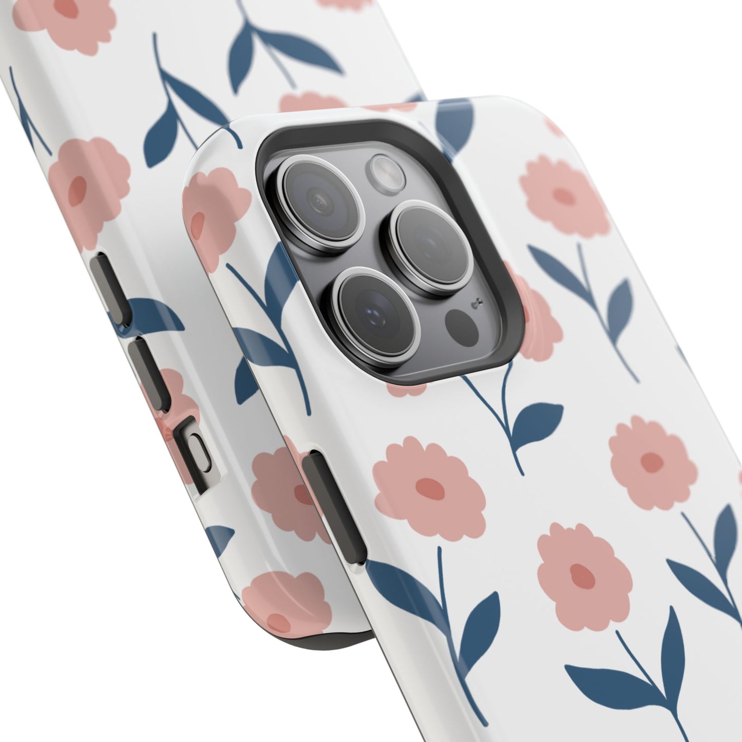 Playful Pink Floral Tough MagSafe  iPhone Case – Soft Pastel Design, Slim & Shockproof