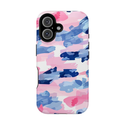 MagSafe Case: Dynamic Pink & Navy Brushstroke Art