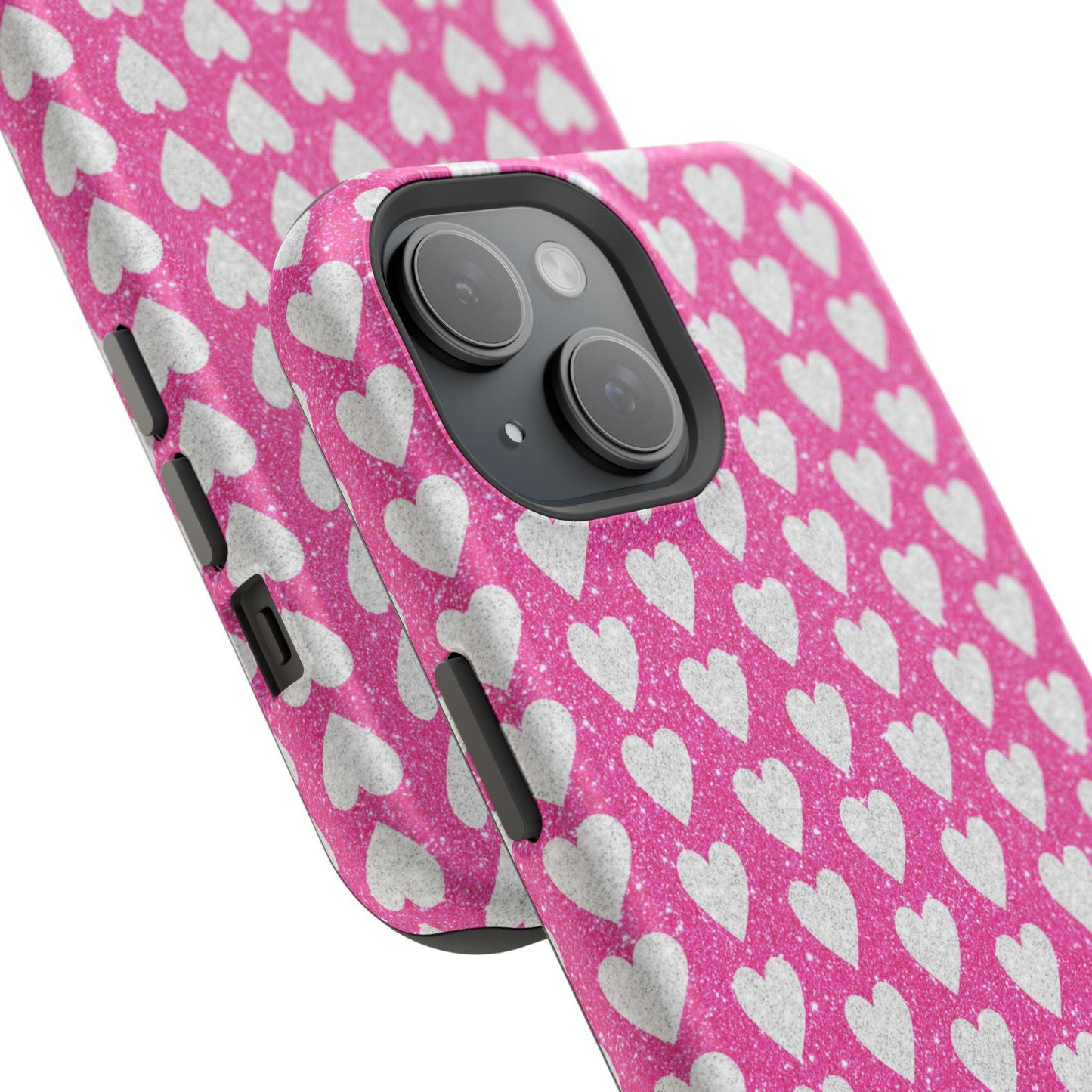 Pink Glitter Heart Pattern MagSafe Case