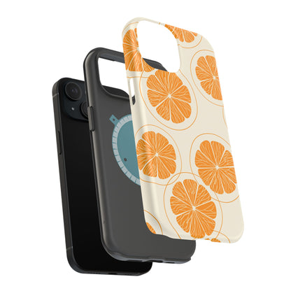 Citrus Burst Pattern Tough MagSafe iPhone Case – Bold Orange Design, Shockproof Protection