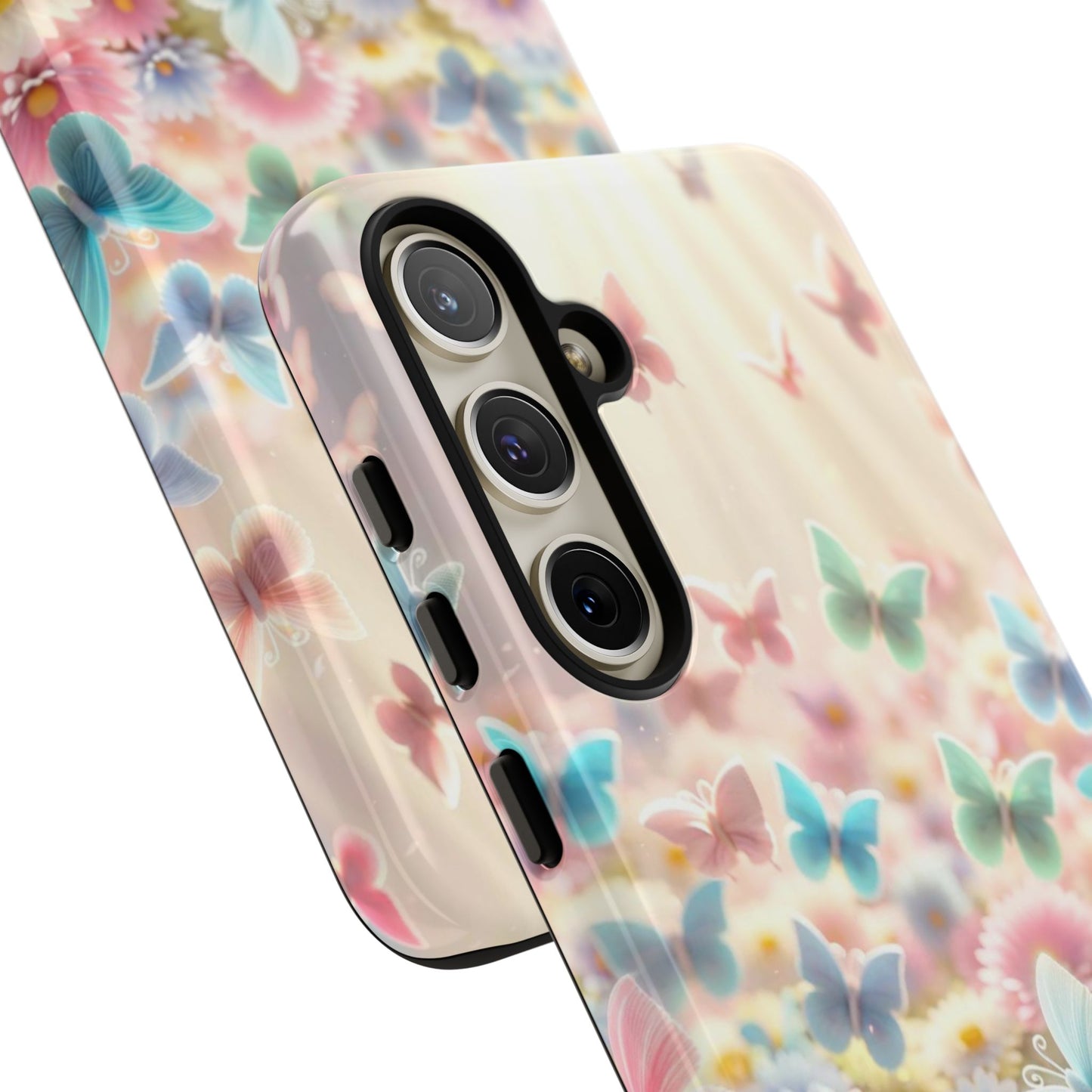 Butterfly Blossom Samsung Case - Pastel Floral Protective Cover - BOGO Cases