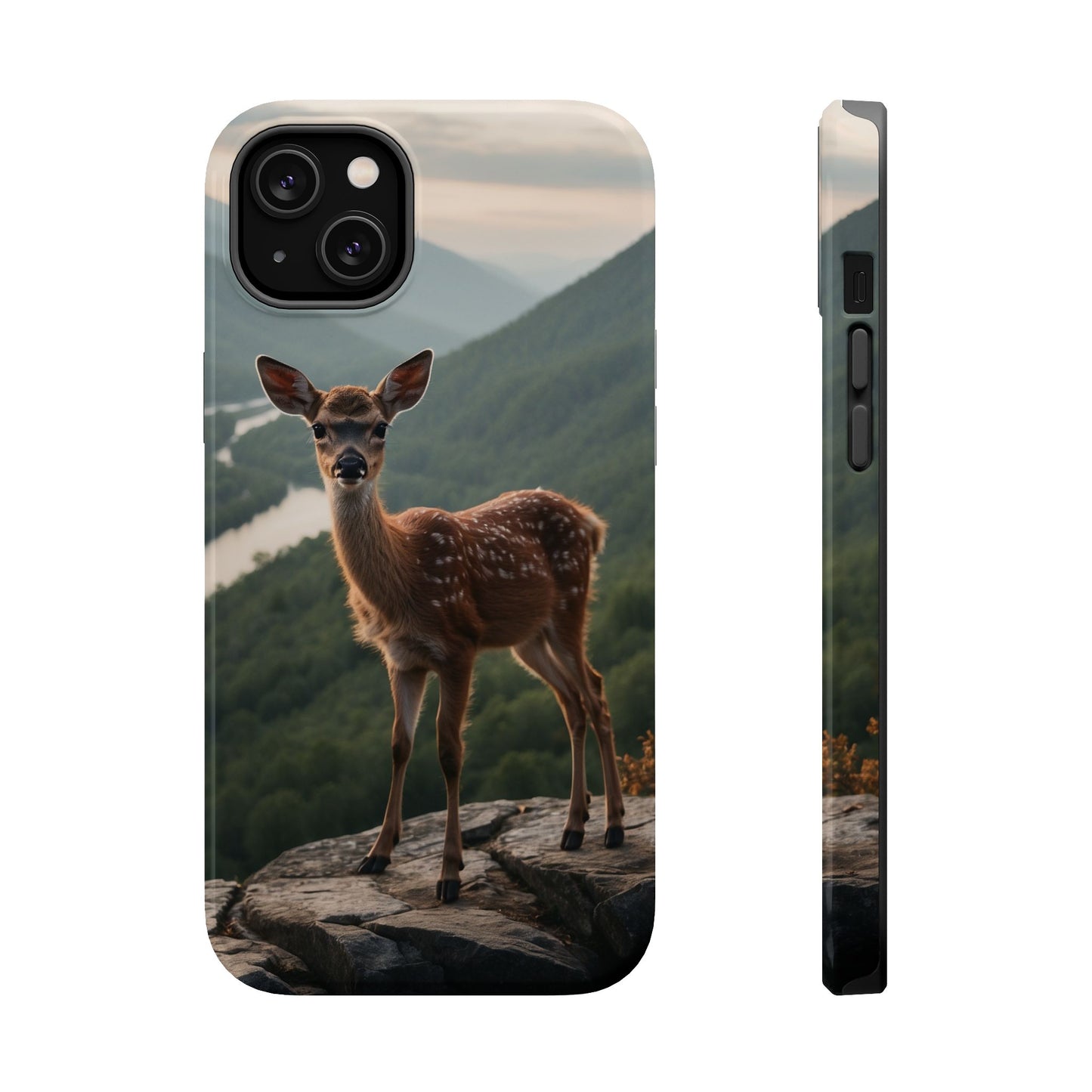 Majestic Fawn Overlooking Mountain Vista MagSafe iPhone Case