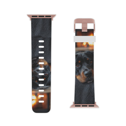  Charming Rottweiler by the Fireplace Apple Watch Band