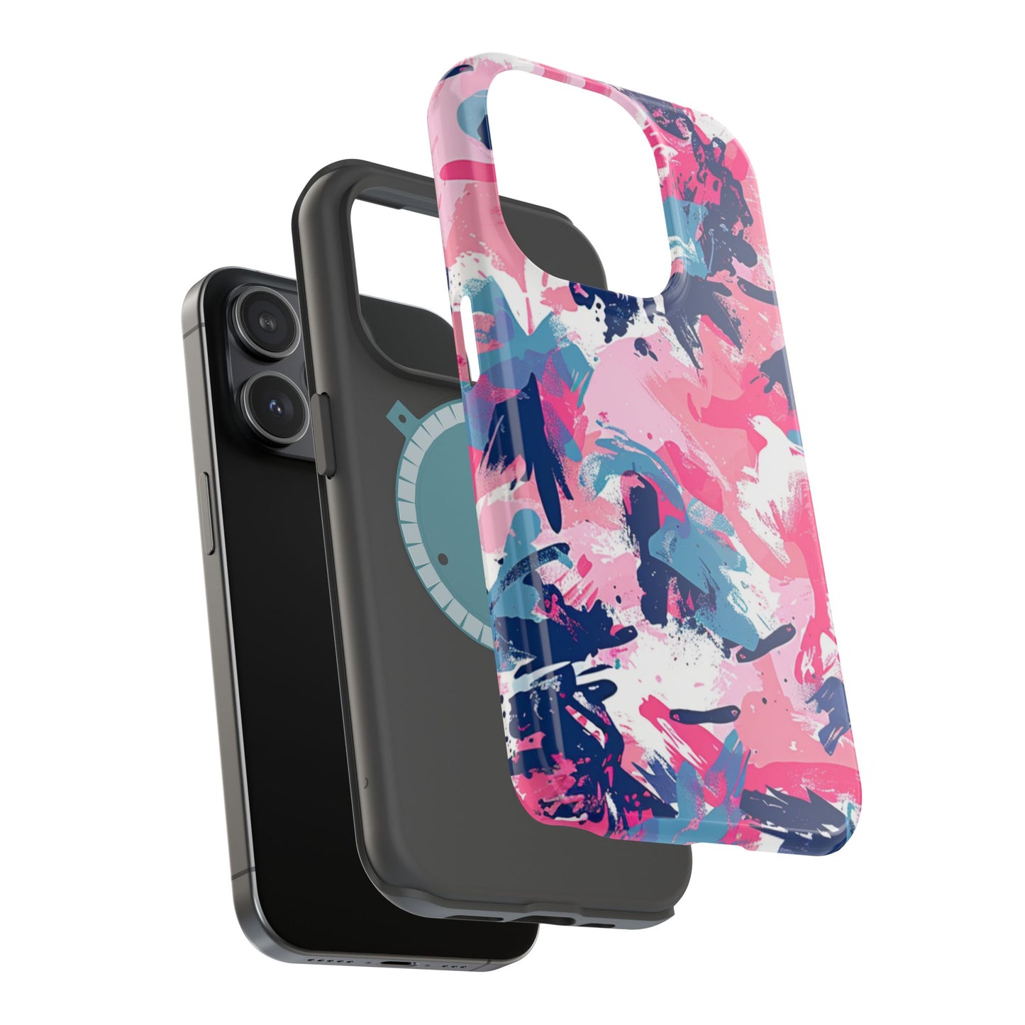 Vibrant Pink & Navy Abstract Splash – MagSafe iPhone Case