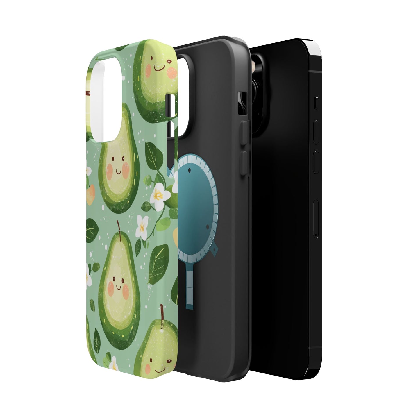 Smiling Avocados Tough MagSafe iPhone Case – Cute Avocado Design, Dual-Layer Protection