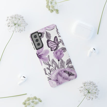 Lavender Bloom Butterfly Samsung Galaxy Case – Delicate Floral Design with Watercolor Details