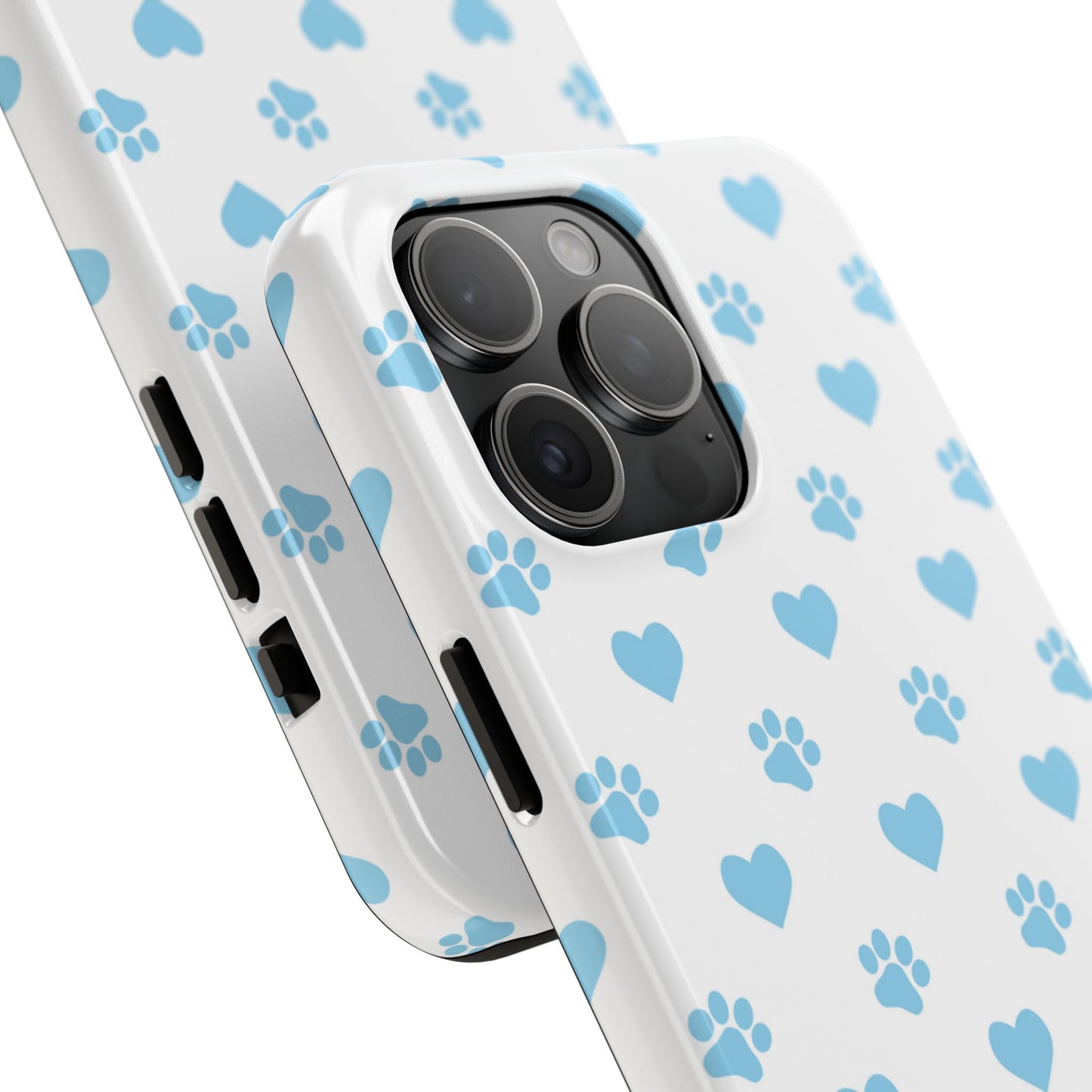 Blue Paw Prints & Hearts – Adorable and Durable iPhone Case for Pet Lovers