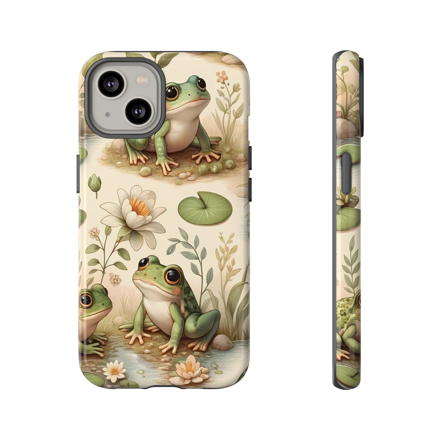 Cute Frogs Phone Case - Pond Pals Frolic - Charming Frog Lily Pad Phone Case for iPhone, Google & Samsung! Great Gift For Any Frog Lover!