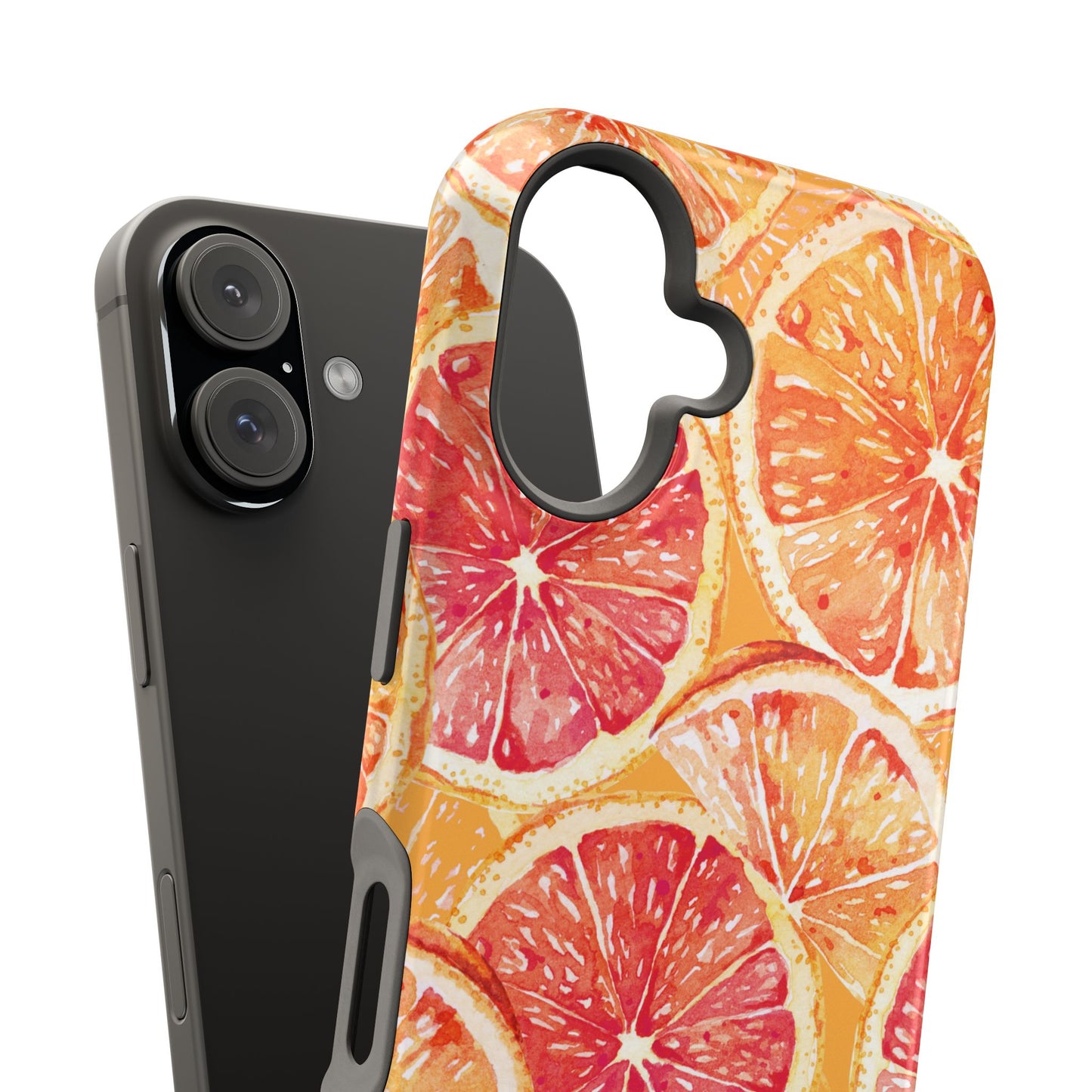 Watercolor Citrus Splash Tough MagSafe iPhone Case – Vibrant Fruit Print, Shock-Resistant Design