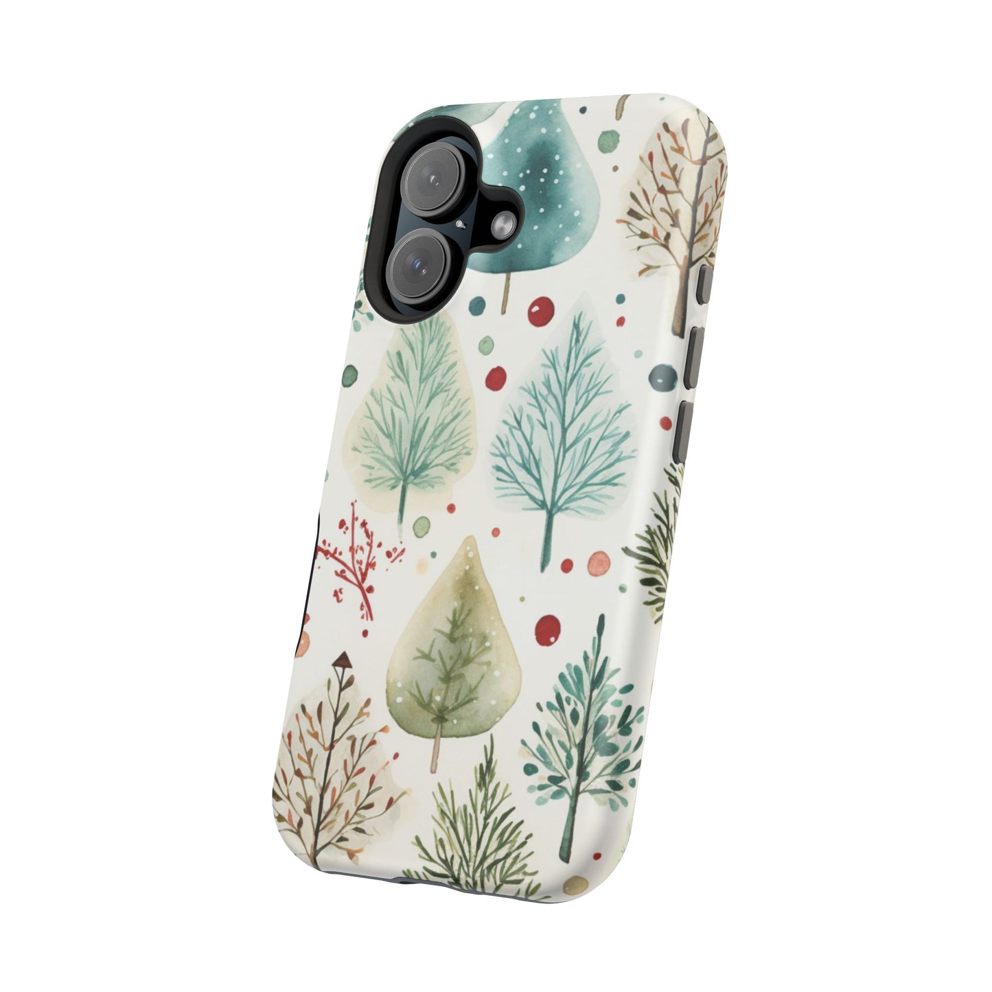 Watercolor Winter Trees MagSafe iPhone Case – Nature-Inspired, Holiday Theme Protective Cover