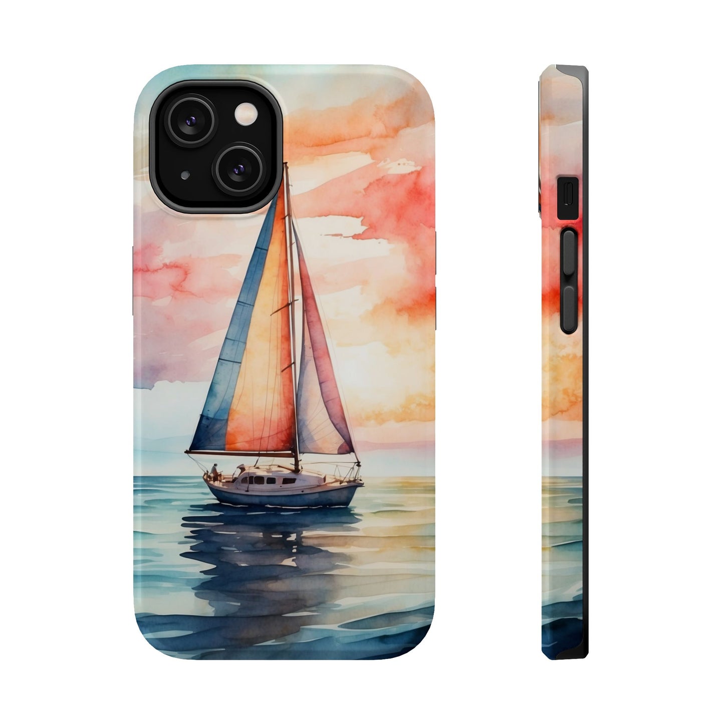 Sailboat Sunset MagSafe iPhone Case – Vibrant Watercolor Design