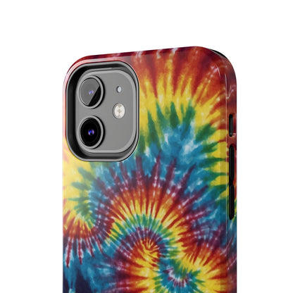 Retro Tie-Dye Swirl iPhone Case – Rainbow Spiral Design